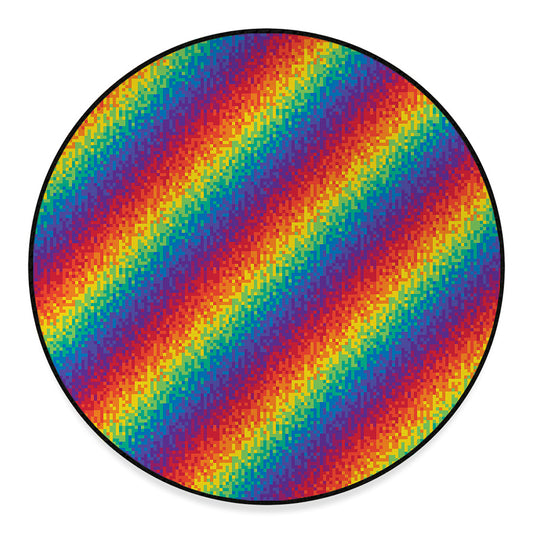 Pixel Rainbow Pattern Print Round Floor Mat