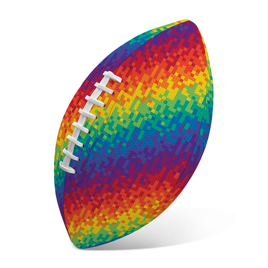 Pixel Rainbow Pattern Print Rugby Ball