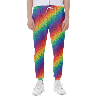 Pixel Rainbow Pattern Print Scuba Joggers