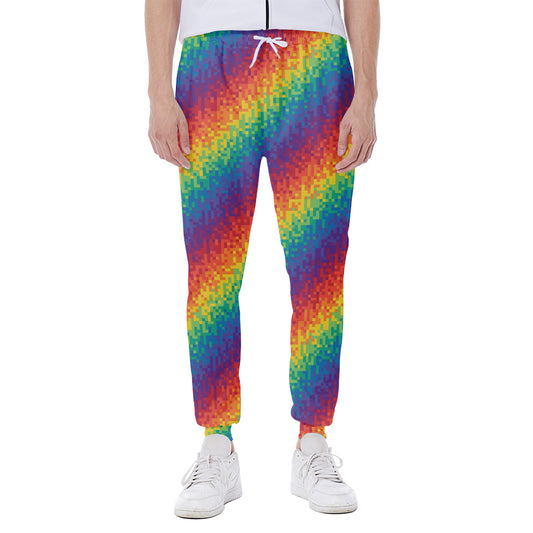 Pixel Rainbow Pattern Print Scuba Joggers