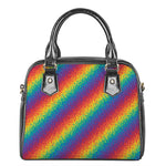 Pixel Rainbow Pattern Print Shoulder Handbag