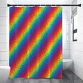 Pixel Rainbow Pattern Print Shower Curtain