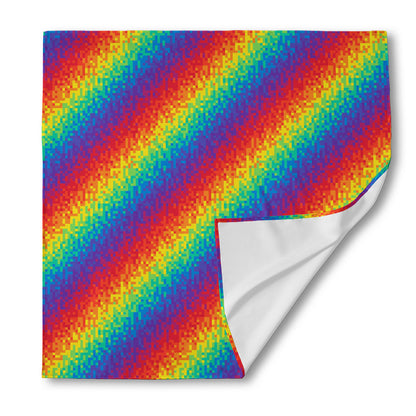 Pixel Rainbow Pattern Print Silk Bandana