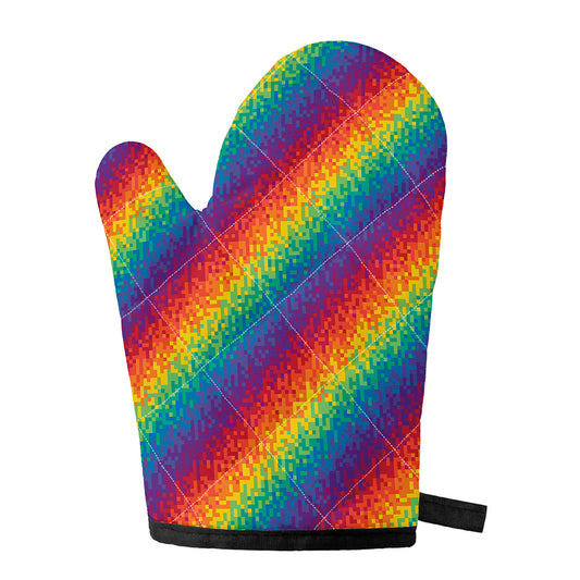 Pixel Rainbow Pattern Print Single Oven Mitt