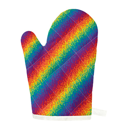 Pixel Rainbow Pattern Print Single Oven Mitt