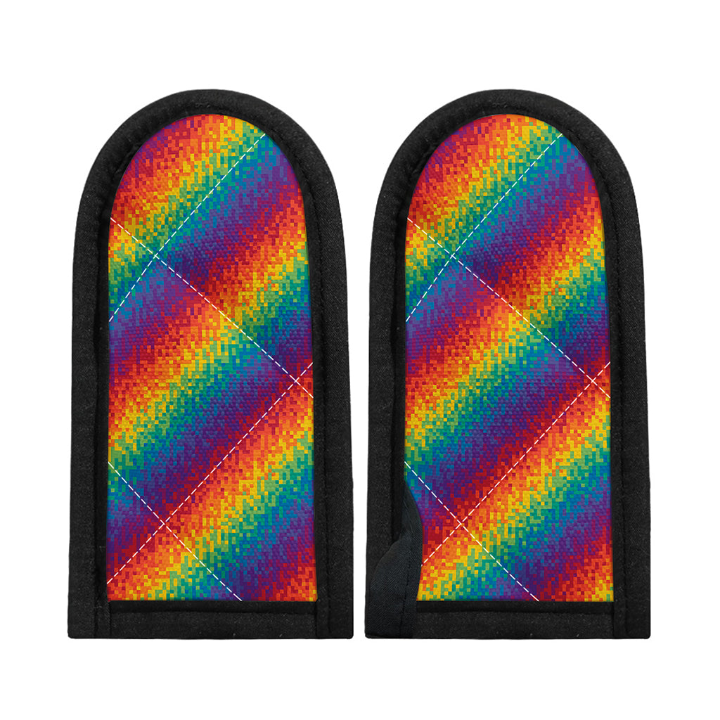 Pixel Rainbow Pattern Print Skillet Handle Cover