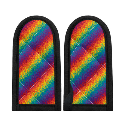 Pixel Rainbow Pattern Print Skillet Handle Cover