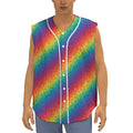 Pixel Rainbow Pattern Print Sleeveless Baseball Jersey