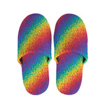 Pixel Rainbow Pattern Print Slippers