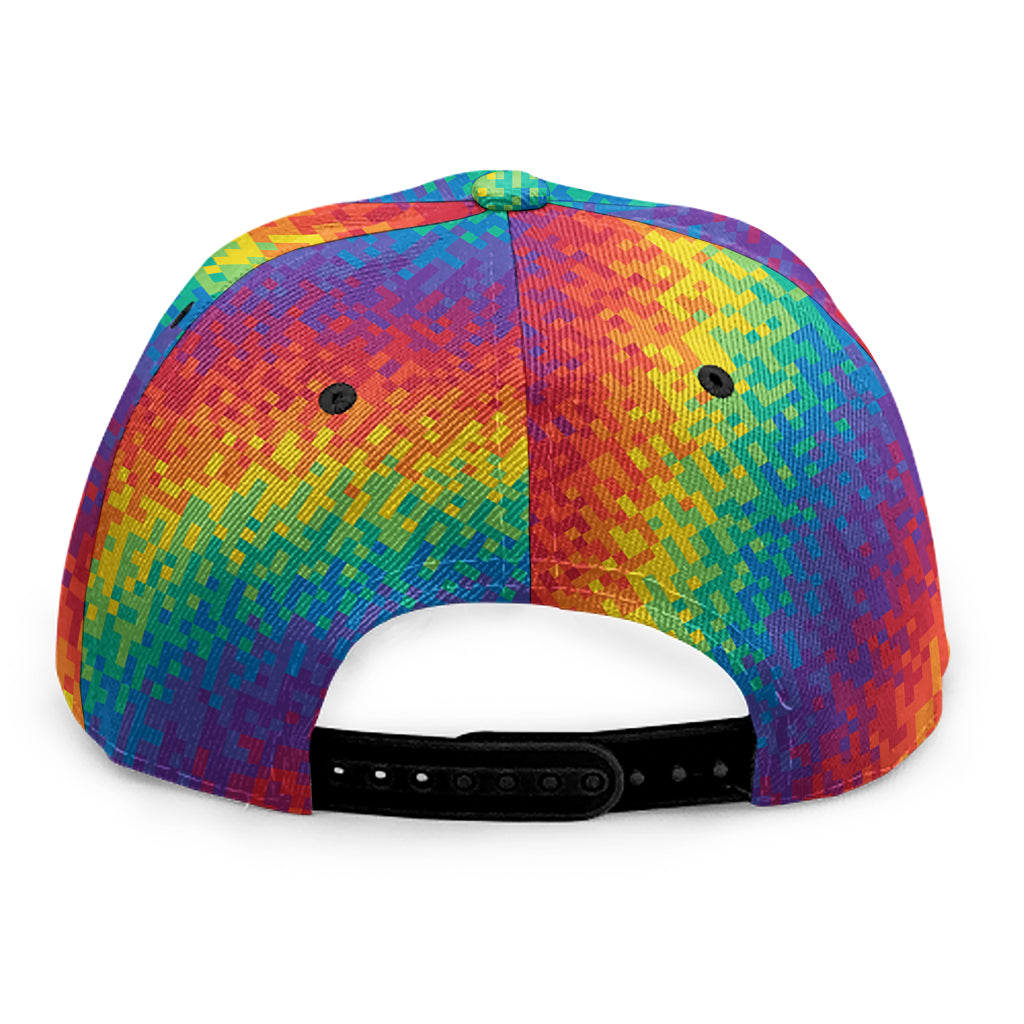 Pixel Rainbow Pattern Print Snapback Cap