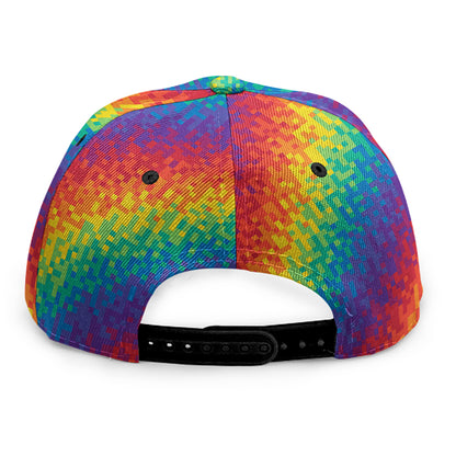 Pixel Rainbow Pattern Print Snapback Cap