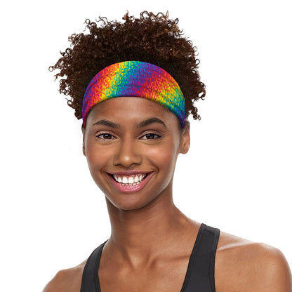 Pixel Rainbow Pattern Print Sports Headband