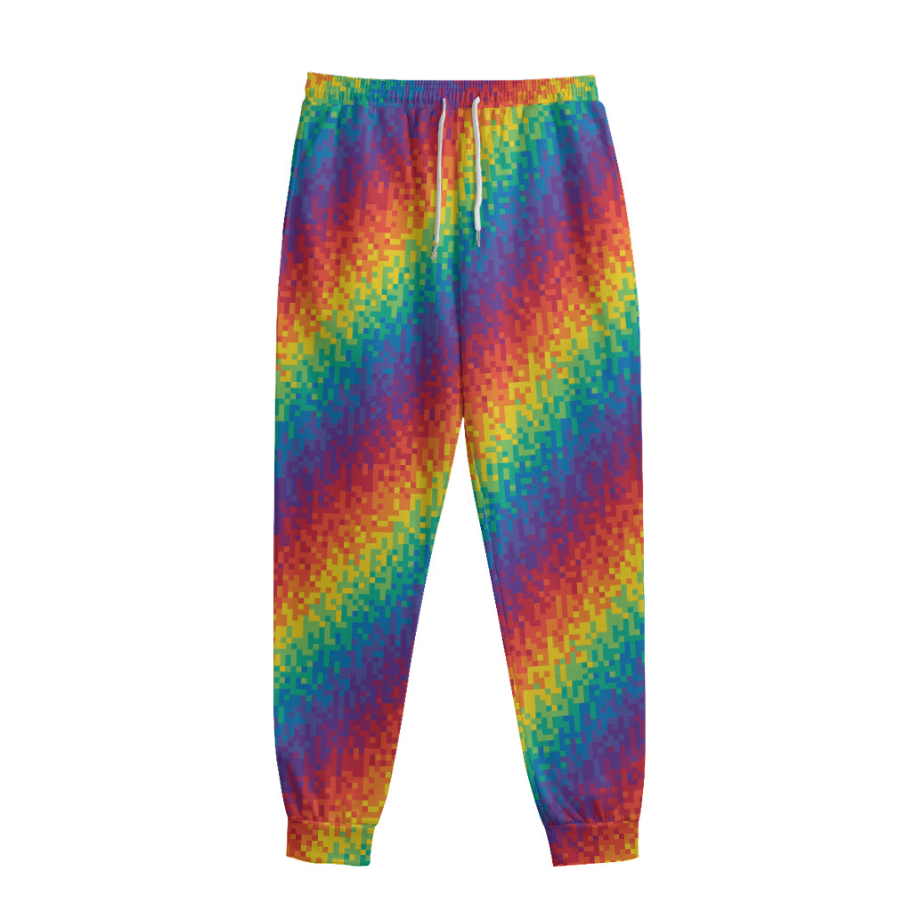 Pixel Rainbow Pattern Print Sweatpants