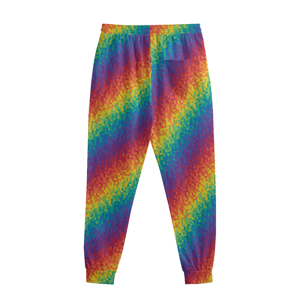 Pixel Rainbow Pattern Print Sweatpants