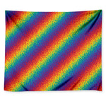 Pixel Rainbow Pattern Print Tapestry
