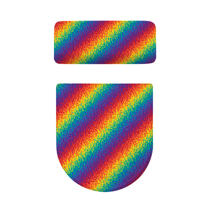 Pixel Rainbow Pattern Print Toilet Lid And Tank Cover Set