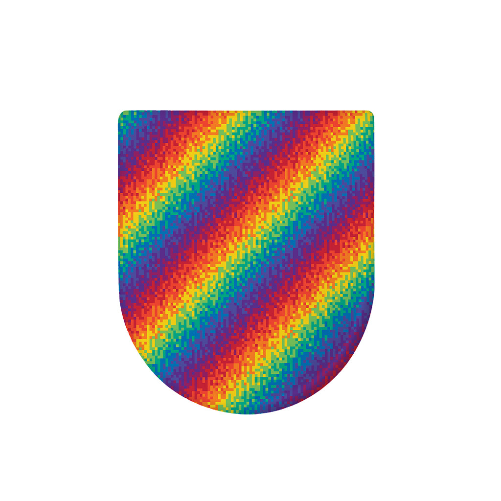 Pixel Rainbow Pattern Print Toilet Lid Cover