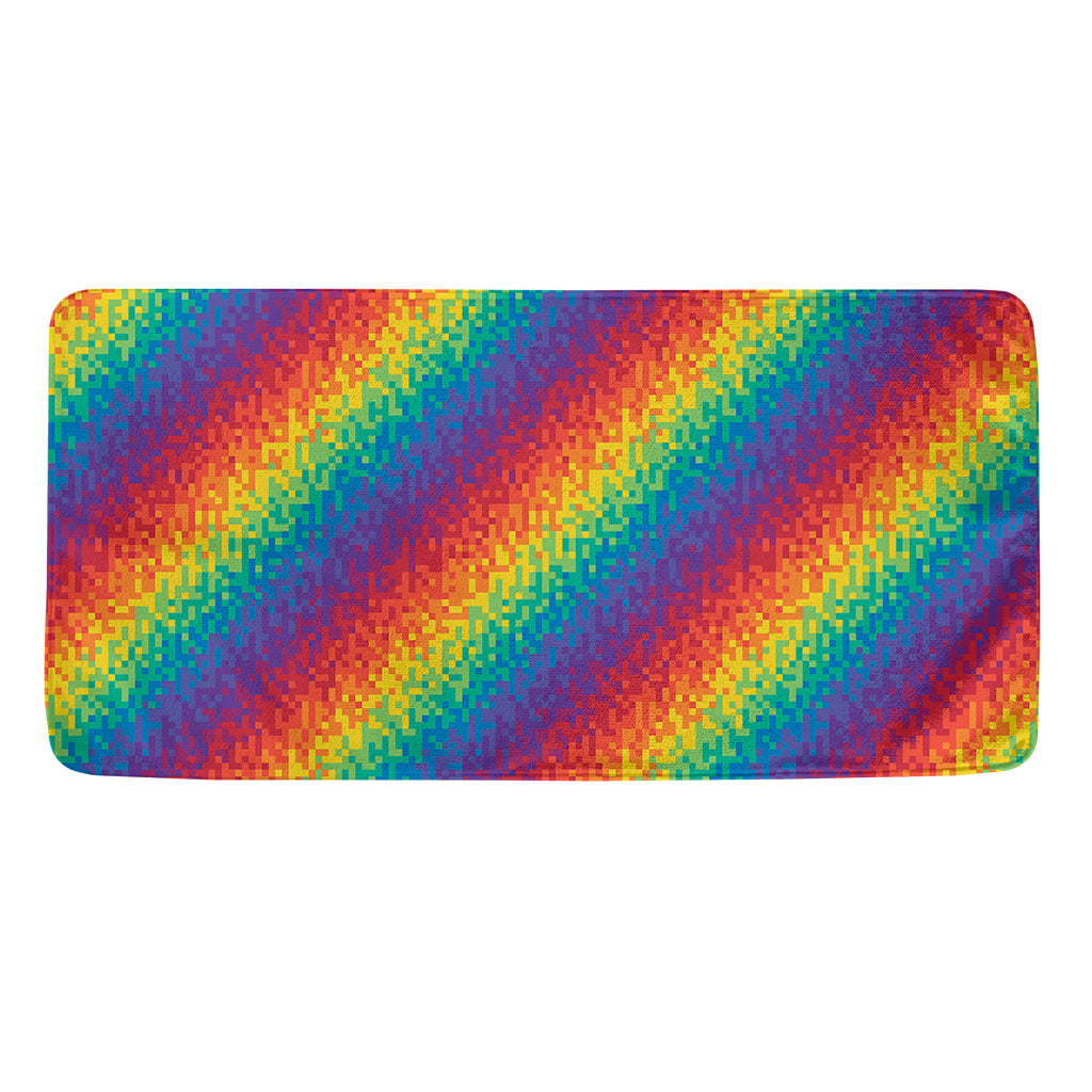 Pixel Rainbow Pattern Print Towel