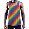 Pixel Rainbow Pattern Print Men's Workout Tank Top