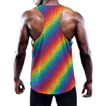 Pixel Rainbow Pattern Print Training Tank Top