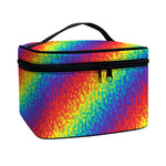 Pixel Rainbow Pattern Print Travel Makeup Bag