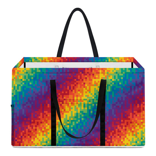 Pixel Rainbow Pattern Print Utility Tote Bag