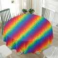 Pixel Rainbow Pattern Print Waterproof Round Tablecloth