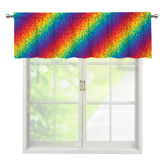 Pixel Rainbow Pattern Print Window Valance