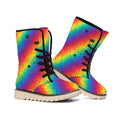 Pixel Rainbow Pattern Print Winter Boots