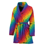 Pixel Rainbow Pattern Print Women's Bathrobe