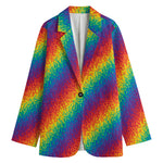 Pixel Rainbow Pattern Print Women's Blazer
