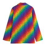 Pixel Rainbow Pattern Print Women's Blazer