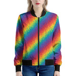 Pixel Rainbow Pattern Print Women's Bomber Jacket