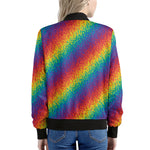 Pixel Rainbow Pattern Print Women's Bomber Jacket