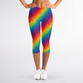 Pixel Rainbow Pattern Print Women's Capri Leggings