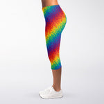 Pixel Rainbow Pattern Print Women's Capri Leggings