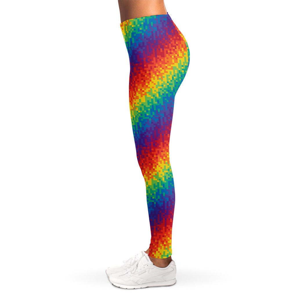 Pixel Rainbow Pattern Print Women's Leggings
