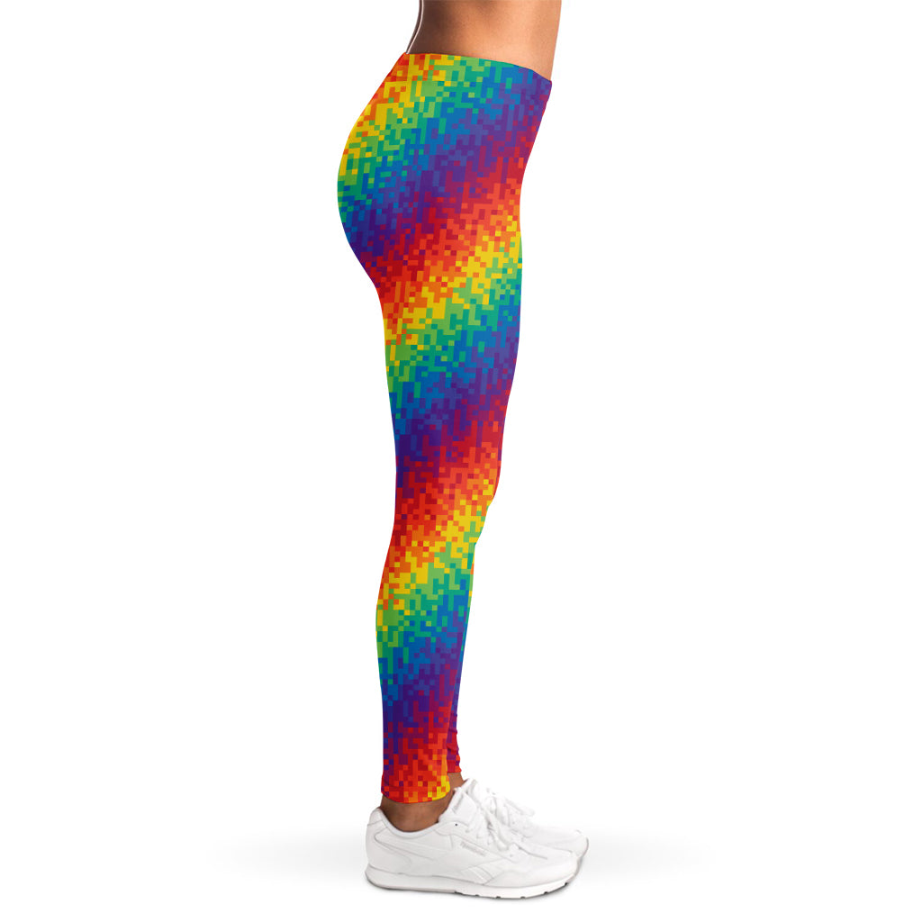 Pixel Rainbow Pattern Print Women's Leggings