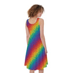 Pixel Rainbow Pattern Print Women's Sleeveless Dress