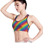 Pixel Rainbow Pattern Print Women's Sports Bra