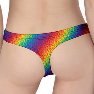 Pixel Rainbow Pattern Print Women's Thong