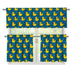 Pixel Rubber Duck Pattern Print 3 Piece Kitchen Curtains