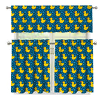 Pixel Rubber Duck Pattern Print 3 Piece Kitchen Curtains