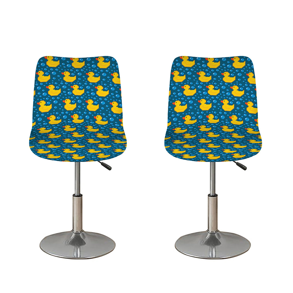 Pixel Rubber Duck Pattern Print Bar Stool Covers