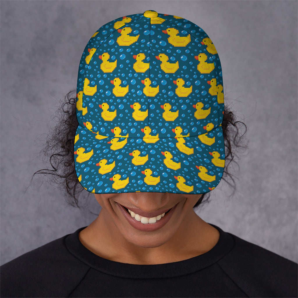 Pixel Rubber Duck Pattern Print Baseball Cap