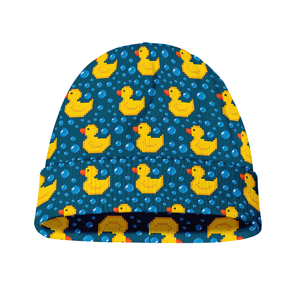 Pixel Rubber Duck Pattern Print Beanie