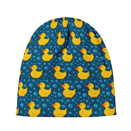 Pixel Rubber Duck Pattern Print Beanie