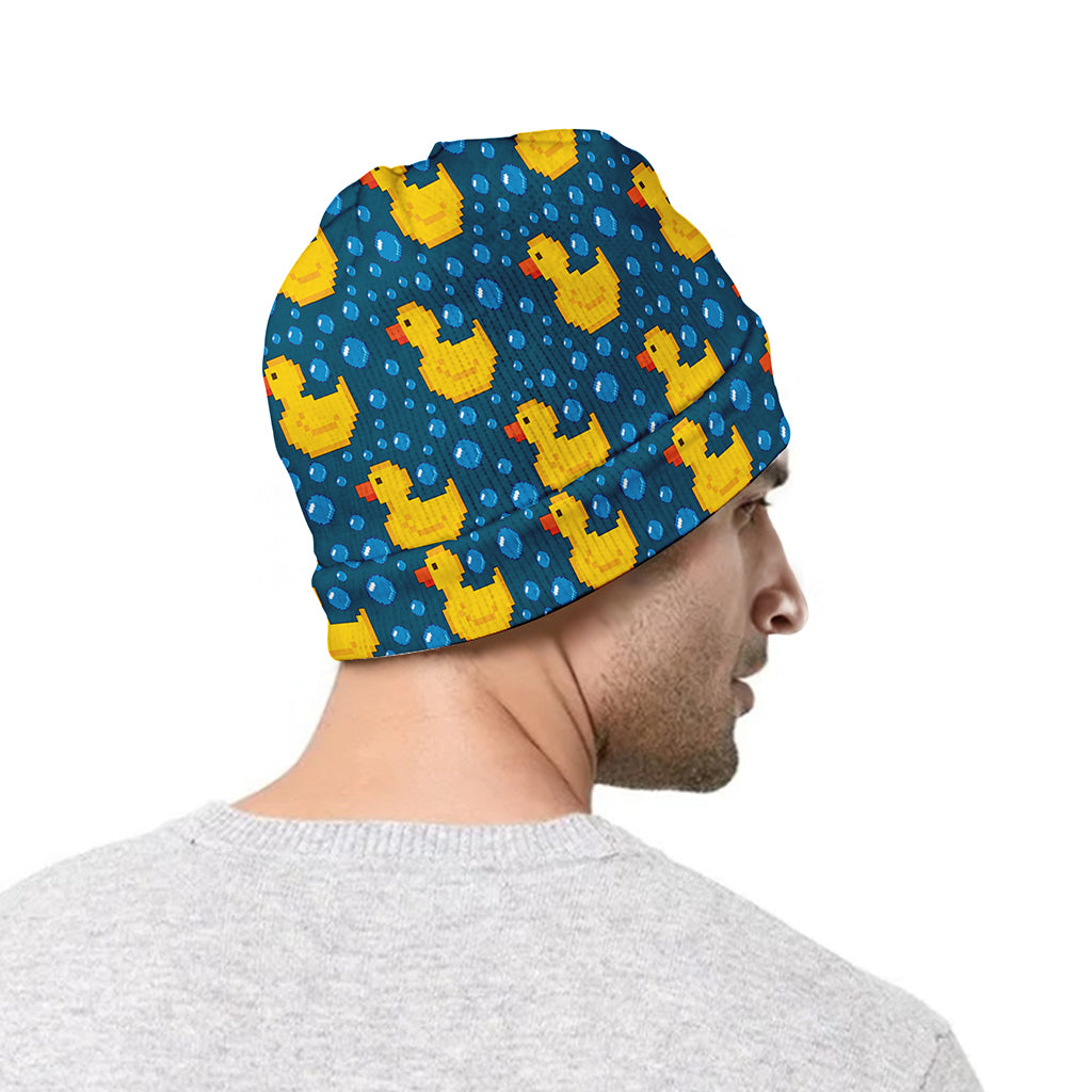 Pixel Rubber Duck Pattern Print Beanie