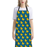 Pixel Rubber Duck Pattern Print Bib Apron With Pocket