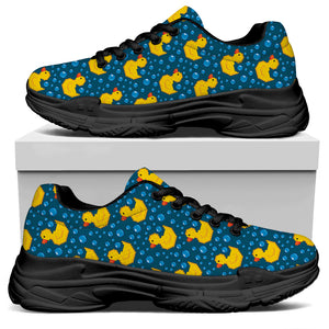 Pixel Rubber Duck Pattern Print Black Chunky Shoes